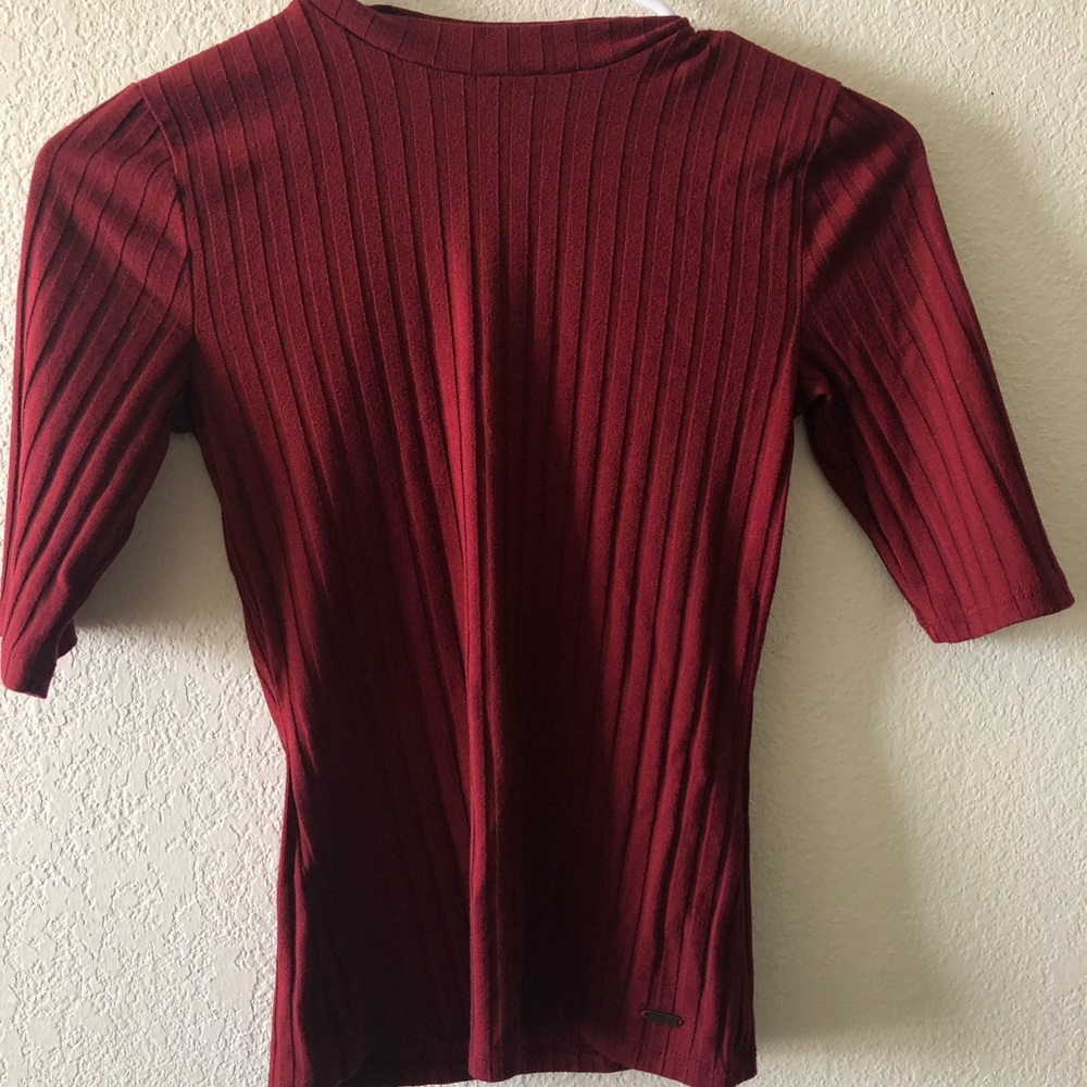 marron low turtleneck top